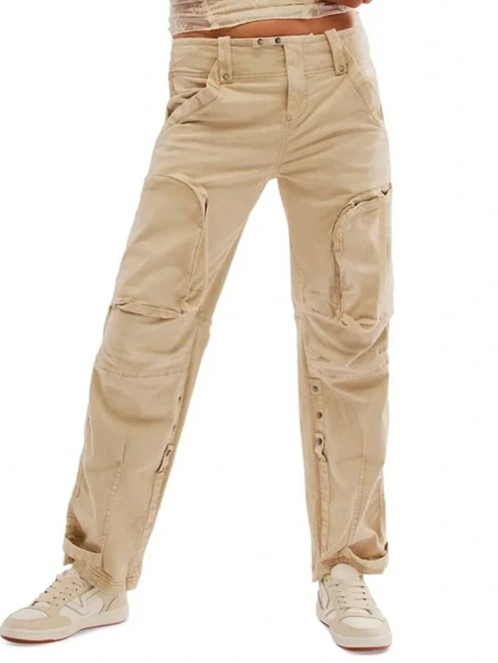 WE THE FREE PEOPLE CAN'T COMPARE SLOUCH CARGO UTILITY PANTS STRETCH COTTON sz M